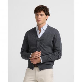 Cárdigan clásico liso gris para hombre Silbon