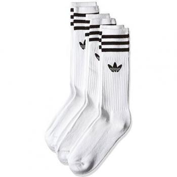 Adidas White/Black Solid Crew Socks 3 Pack
