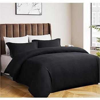 Bedsure Black Microfiber Duvet and Quilt Cover Set