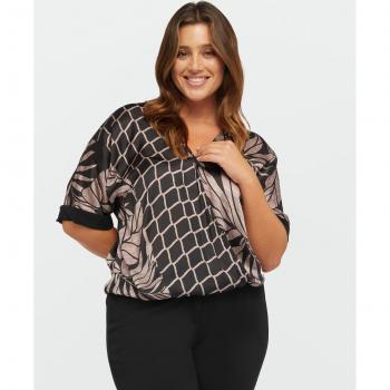 Blusa Satén Estampada de Hojas para Mujer Fiorella Rubino