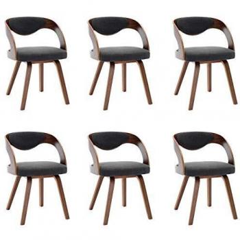 VidaXL Set di 6 Sedie da Pranzo Grigio Scuro in Legno e Tessuto