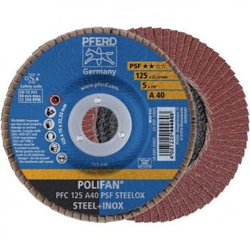 Polifan Steelox: Disco de láminas de acero D.125 mm con granulado A-60 – 10 unidades