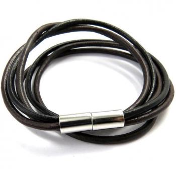 Bracelet 'Équilibre' Noir Marron (2 Tours, 3 Rangs)