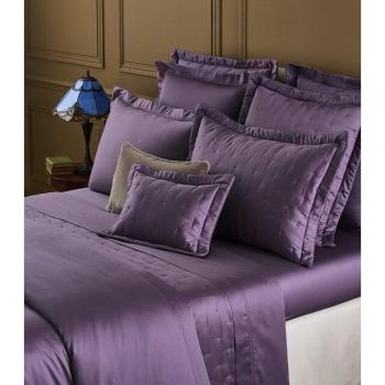 Yves Delorme drap plat Triomphe en satin de coton, gris, 270 x 300 cm