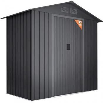 Wasabi Rangement Extérieur en Métal 2,57 m² – Anthracite – Double Porte Coulissante – Gris