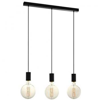 Suspendu Pozoeta avec 3 lampes – Barre droite en noir