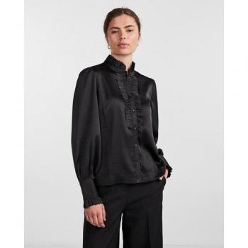 T-shirt YAS Frilla L/S – Nero