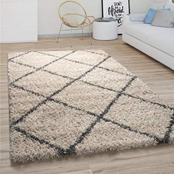 Paco Home Hochflor-Teppich »Kalmar 441«, rund, 40 mm, beige