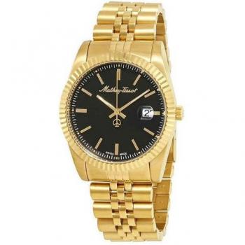 Orologio Mathey-Tissot Mathy III in acciaio inox dorato con quadrante nero