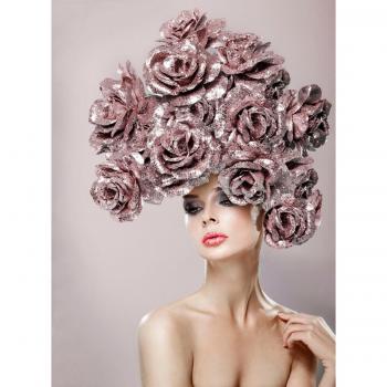 Buntes Acrylglasbild Frau mit Blumenhut von queence