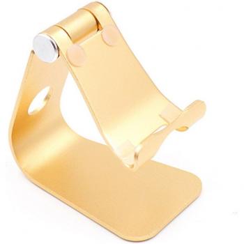 Support de bureau rose or pour tablette et téléphone en aluminium