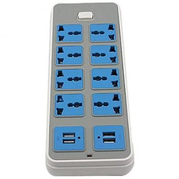 Regleta de Seguridad 3000W 16A con 4 USB y 8 Tomacorrientes