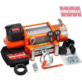 WinchMax 17000LBS 7711KG Orange 24V Electric Winch with 26M 12MM Steel Rope & Dual Remote