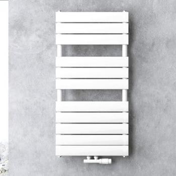 Sèche‑serviette verticale 100×60 cm, SOGOOD, blanc, chauffage à eau