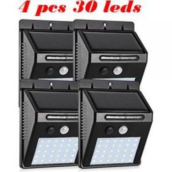 Lumières décoratives solaires à 30 LED, détecteur PIR – Ensemble 4