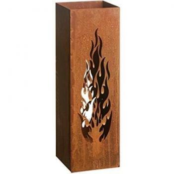 Luminous Flame Säule – Edelrost Version 16×16×50 cm