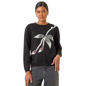 Sweater romantique floral à maille