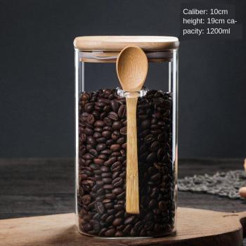 Square Glass Containers with Wooden Tops for Grains