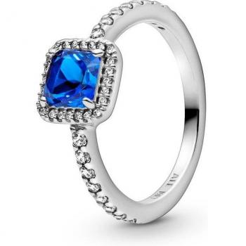 Pandora Ocean Blue Square Sparkle Halo Ring