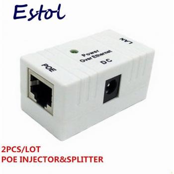 White 2PCS RJ45 POE Injector Adapter for IP Camera and IP Phone