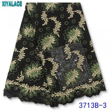 Rugio de Algodón Suizo Africano, Encaje con Perforaciones y Piedra