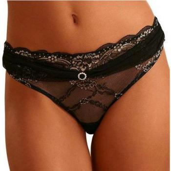 Eleganter Lascana String in Schwarz mit goldenen Akzenten