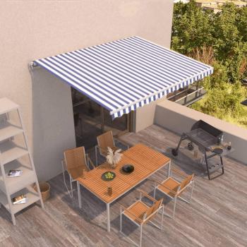 Store de Balcon Rétractable 450x350 cm Bleu et Blanc