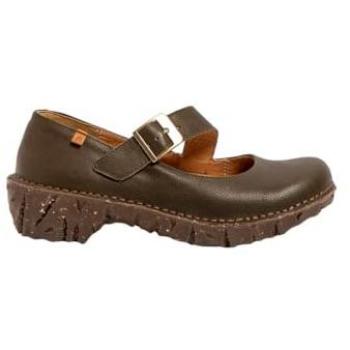 Zapatos de Piel Plano El Naturalista N5415 Verde con Hebilla