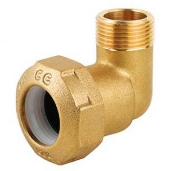 Codo macho de latón para PE 1 x 32 mm