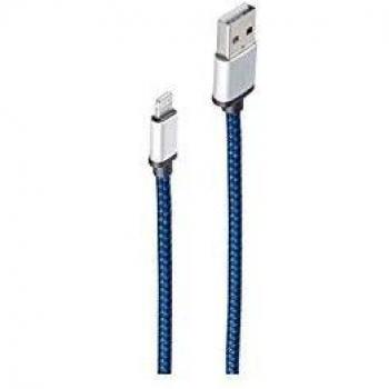 Cable de datos USB-A a Lightning de Nailon Azul 0,3 m