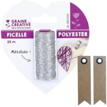 Telaio in argento bobina di filo 25 metri, comprensivo di 20 targhette kraft e fascetta