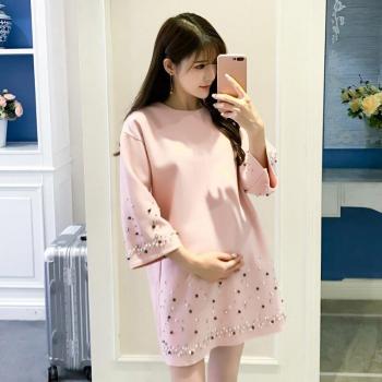 Elegant Pearl Maternity Dress for Pregnant Women