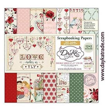 Pack 14 papeles scrap “El Amor Nos Eleva” 20x20cm Dayka Trade