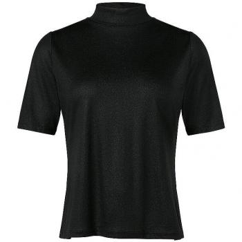 Schimmerndes Kurzarmshirt mit Stehkragen „Comma“ – Damen