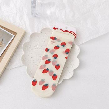 Transparent Crystal Strawberry Peach Socks for Women