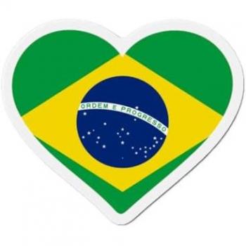 Colorful Heart Magnets with Brazil Flag