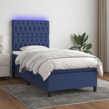 VidaXL Boxspringbett mit Matratze und LED Blau 90x190 cm Stoff