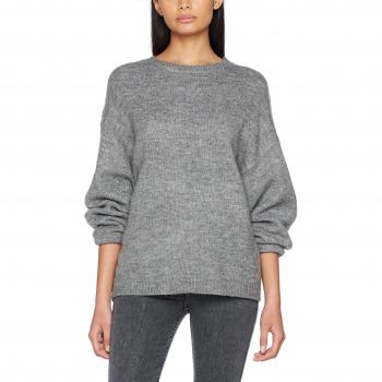 VILA CLOTHES Vidisa L/s Batsleeve Knit Top, suéter mujer, gris melange