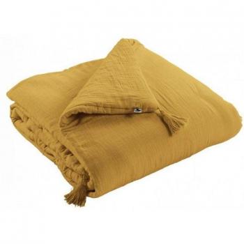 Edredon Gaïa 90 x 200 cm Gaze de Coton couleur Safran