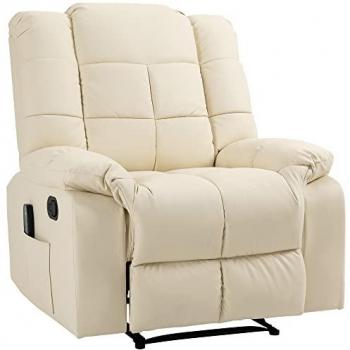 HOMCOM Elektrischer Massagesessel mit 8 Vibrationspunkten und Liegefunktion, Kunstleder, Cremeweiß, 94 x 99 x 99 cm