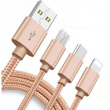 Câble de chargement USB 3 en 1 compatible Type-C