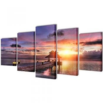 VidaXL 5-Piece Beach Pavilion Canvas Wall Art 200 x 100 cm