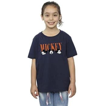 Marine Blue Disney Mickey Face Tee for Girls (12-13)