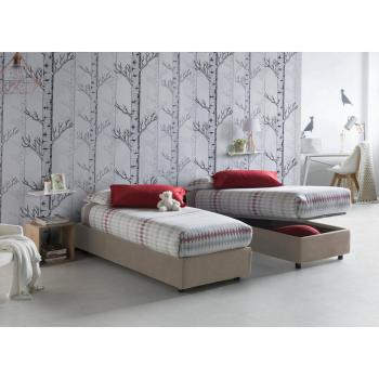 Letto Singolo Aribal Contenitore Tessuto, Apertura Frontale – 100% Made in Italy