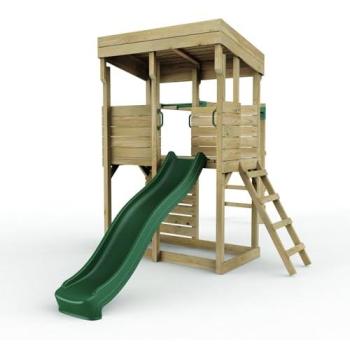 Rebo XL Climber Tower – Playhouse with Monkey Bars & Slide (Brown)