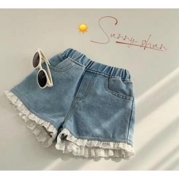 Sweet Baby Girls Jean Shorts with Lace