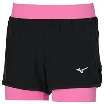 Pantaloni corti 2in1 Mizuno ER neri e rosa donna