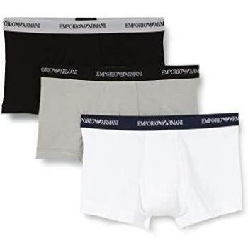 Emporio Armani Bodywear Men s Knit Boxers Trunk Pack of 3 , Bianco/Nero/Grigio, Large UK