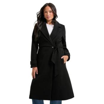 Women's Black Belted Coat, Dorothy Perkins, 14 UK