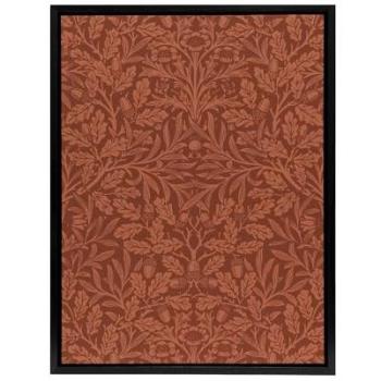 Framed 18x24” Acorns & Oak Leaves Canvas by W. Morris – Artery8, Brown